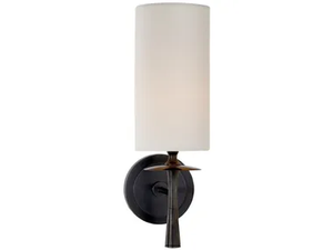 DRUNMORE - Single Sconce in Bronze with Linen Shade _ Visual Comfort Europe